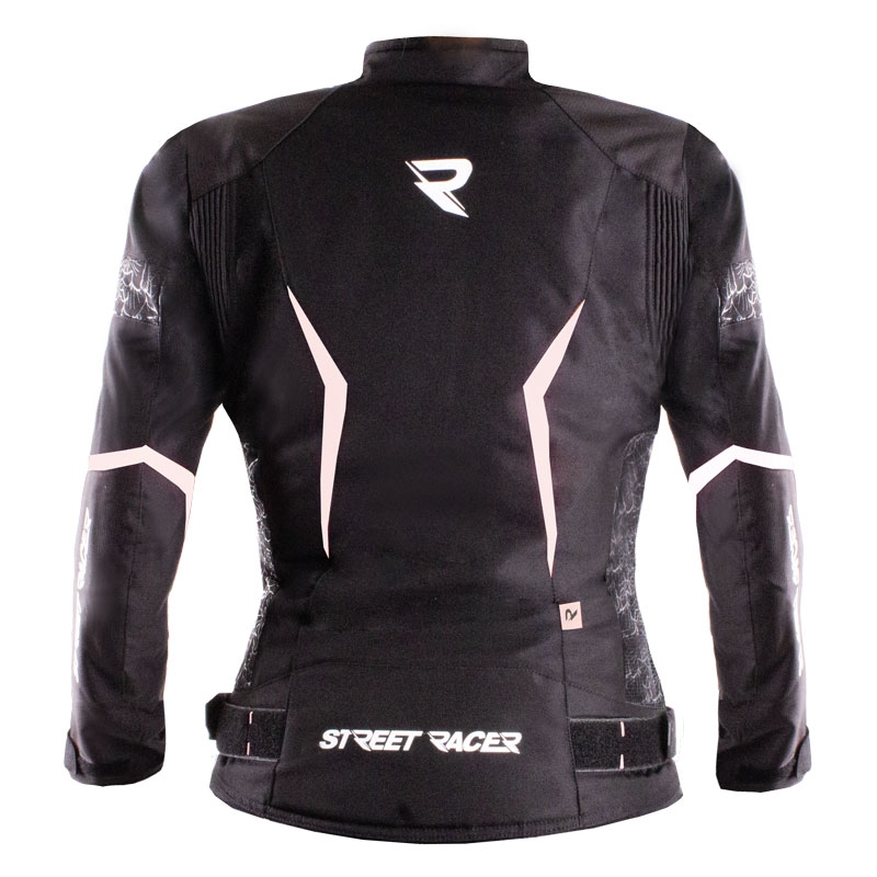 Chaqueta de moto para mujer Street Racer Rose Black and White