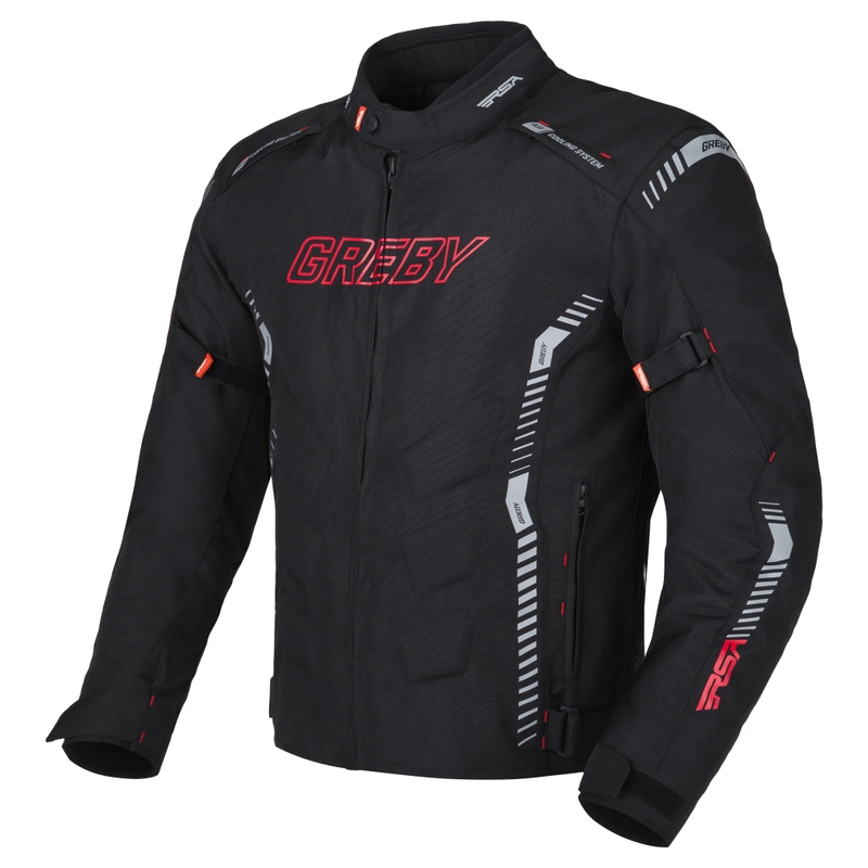 Chaqueta de moto RSA Greby 2 negra-gris-roja