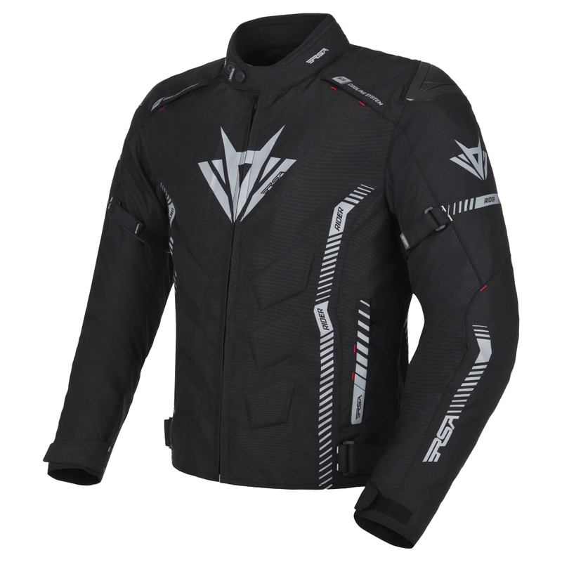 Chaqueta de moto RSA Rider negro-gris-rojo