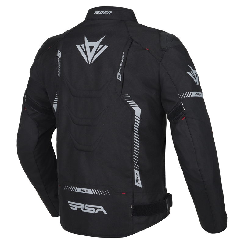 Chaqueta de moto RSA Rider negro-gris-rojo