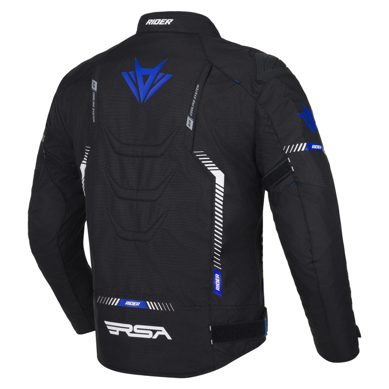 Chaqueta de moto RSA Rider negro-blanco-azul