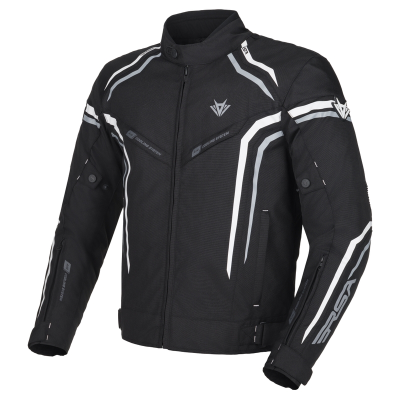 Chaqueta de moto RSA Compact 2 en negro, gris y blanco