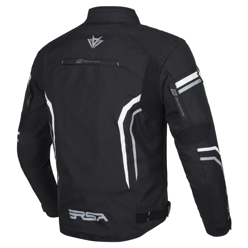 Chaqueta de moto RSA Compact 2 en negro, gris y blanco