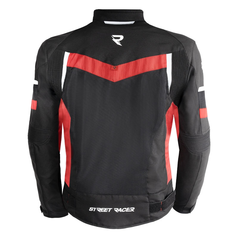 Chaqueta de moto Street Racer Evans Air negra y roja