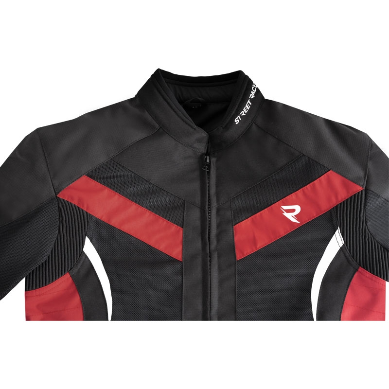 Chaqueta de moto Street Racer Evans Air negra y roja