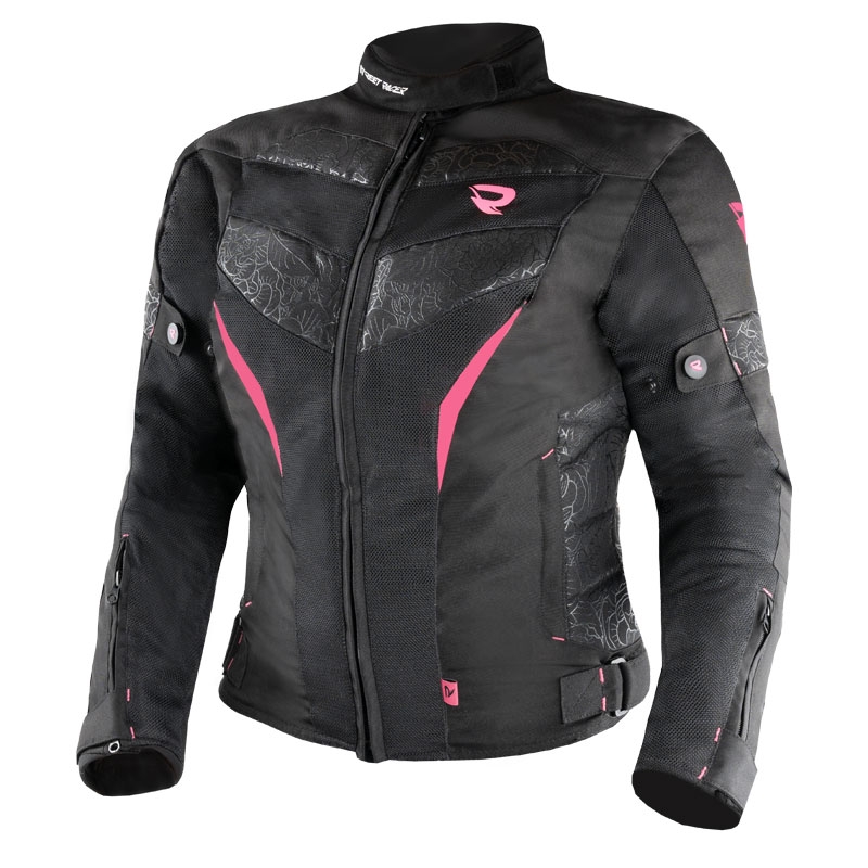Chaqueta de moto para mujer Street Racer Rose Air Negra y Rosa