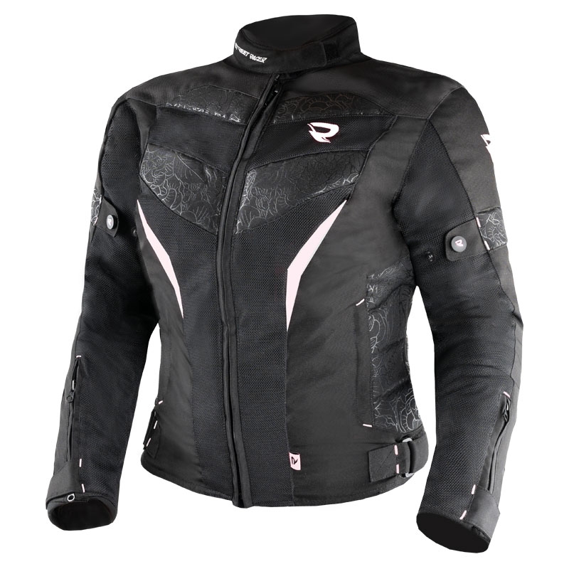 Chaqueta de moto Street Racer Rose Air en blanco y negro para mujer