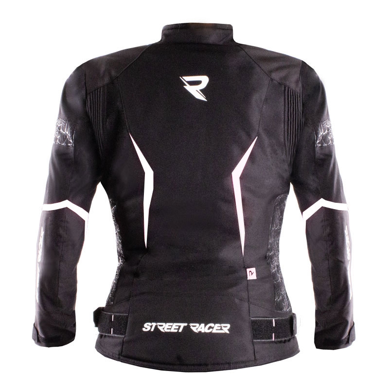 Chaqueta de moto Street Racer Rose Air en blanco y negro para mujer