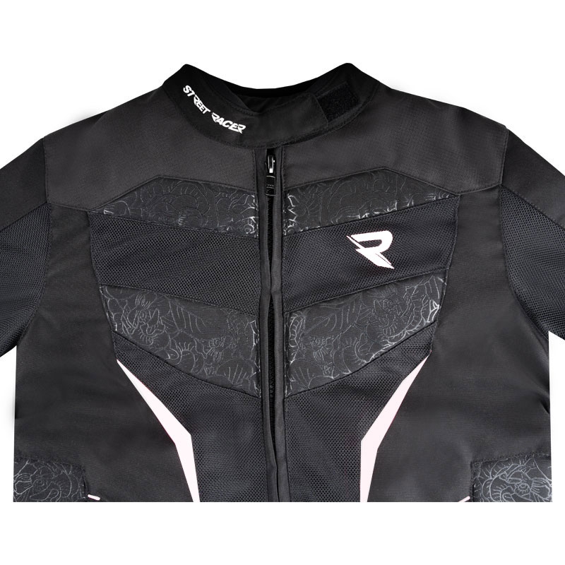 Chaqueta de moto Street Racer Rose Air en blanco y negro para mujer