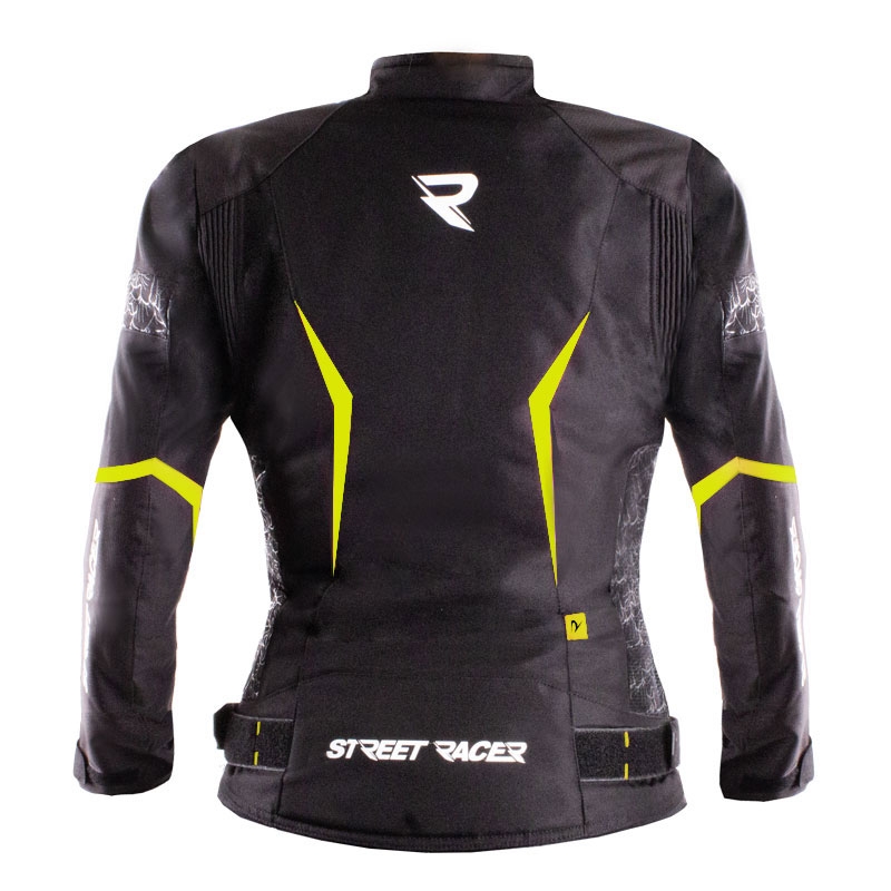 Chaqueta de moto para mujer Street Racer Rose Air negro-amarillo fluo