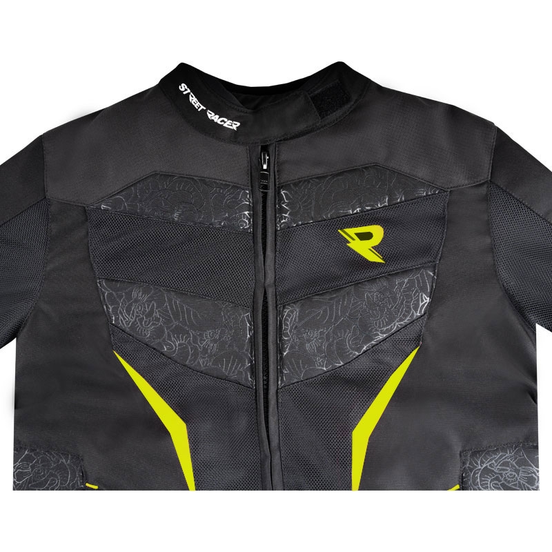 Chaqueta de moto para mujer Street Racer Rose Air negro-amarillo fluo