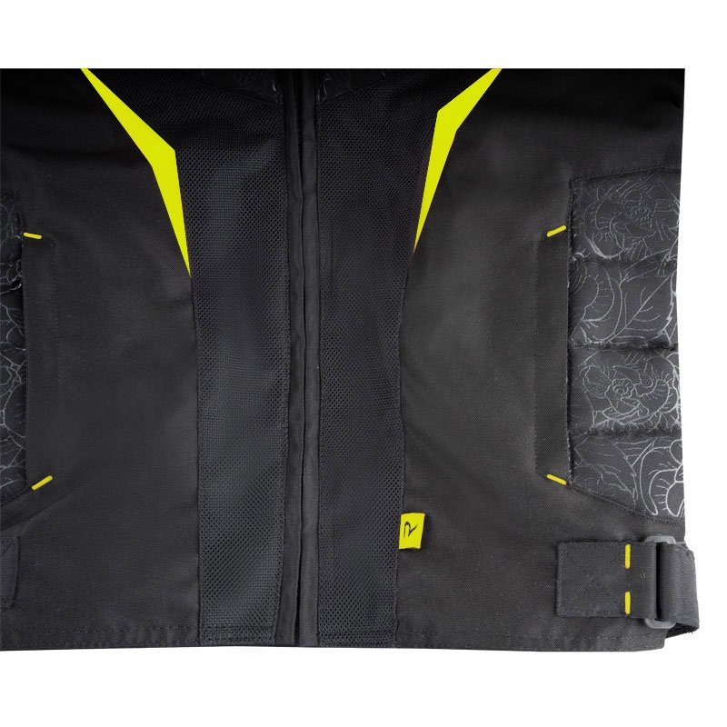 Chaqueta de moto para mujer Street Racer Rose Air negro-amarillo fluo