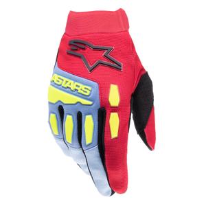 Guantes de motocross Alpinestars Full Bore azul claro-rojo-amarillo fluo-negro