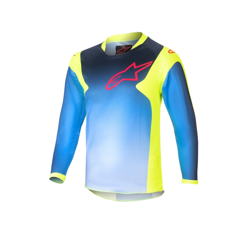 Maillot motocross niño Alpinestars Racer Hoen 2024 amarillo fluo-azul oscuro