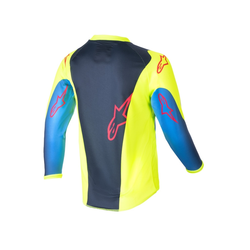 Maillot motocross niño Alpinestars Racer Hoen 2024 amarillo fluo-azul oscuro