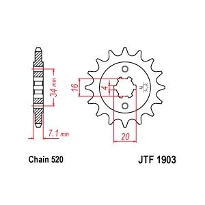 Řetězové kolečko JT 14 zubů, 520