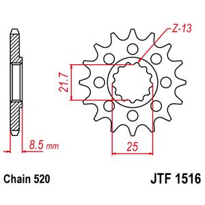 Řetězové kolečko JT 16 zubů, 520