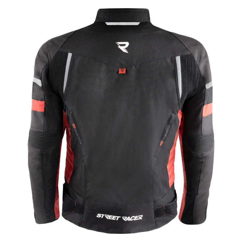 Chaqueta de moto Street Racer Evans negra y roja