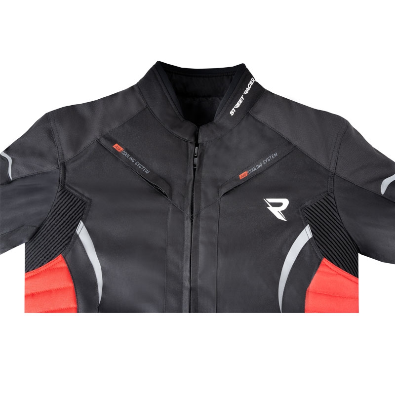 Chaqueta de moto Street Racer Evans negra y roja