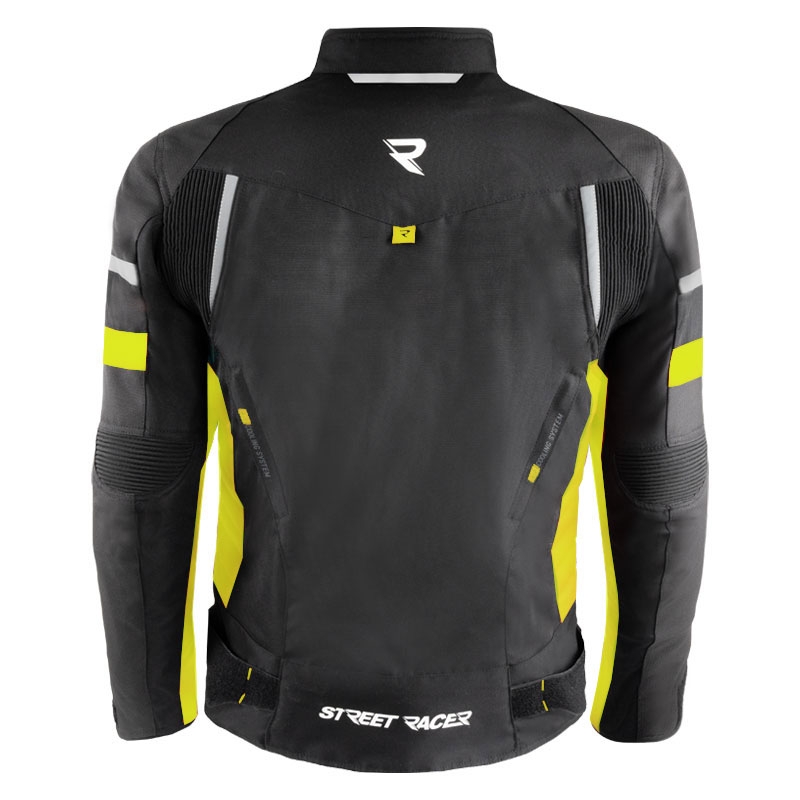 Chaqueta de moto Street Racer Evans negro-amarillo fluo