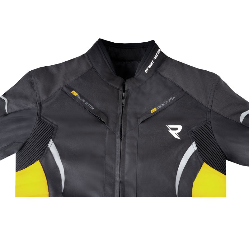 Chaqueta de moto Street Racer Evans negro-amarillo fluo