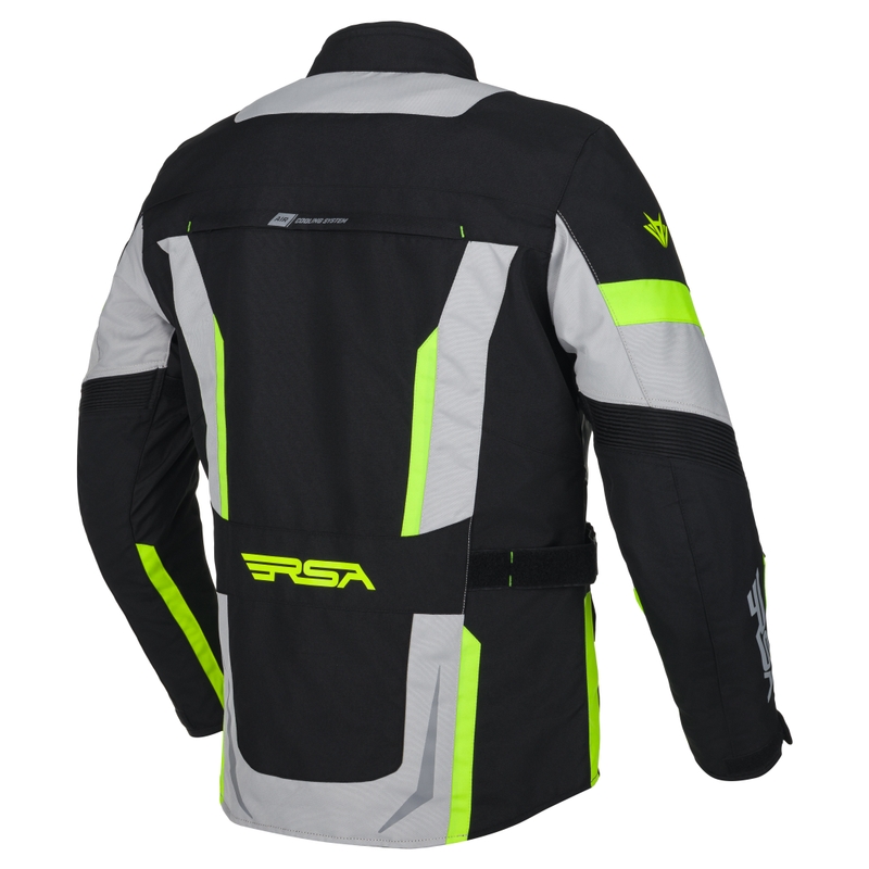 Chaqueta de moto RSA EXO 2 negro-gris-amarillo fluo