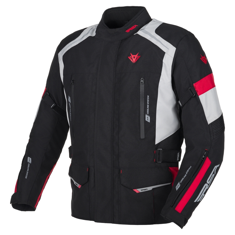 Chaqueta de moto RSA EXO 2 negro-gris-rojo