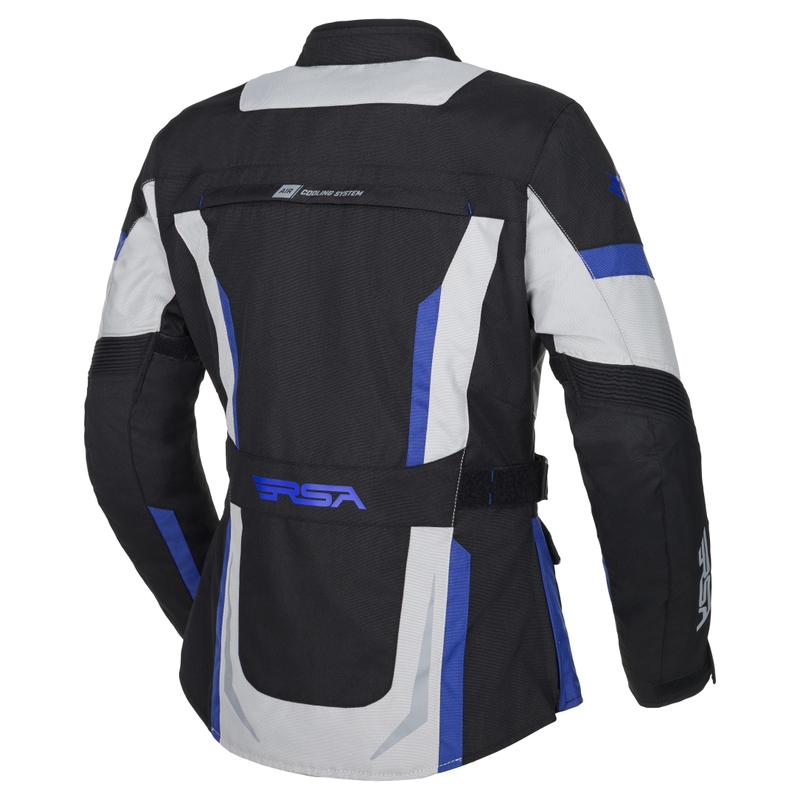 Chaqueta de moto RSA EXO 2 Negro-Gris-Azul para mujer