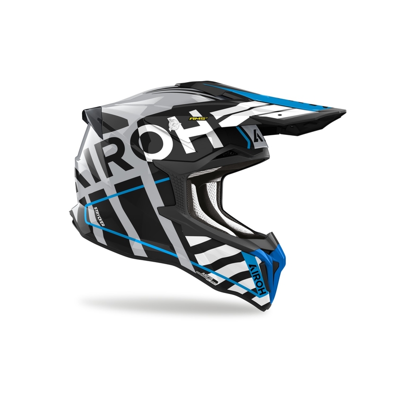 Casco motocross Airoh Strycker Brave 2024 azul-gris brillante liquidación