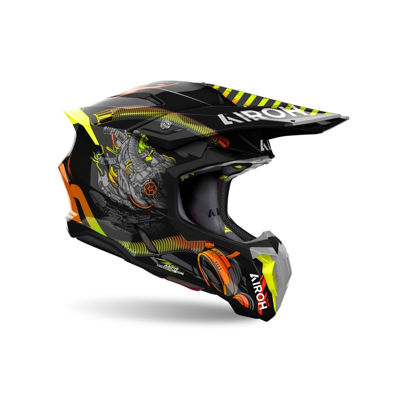 Casco de motocross Airoh Twist 3 Toxic negro-naranja
