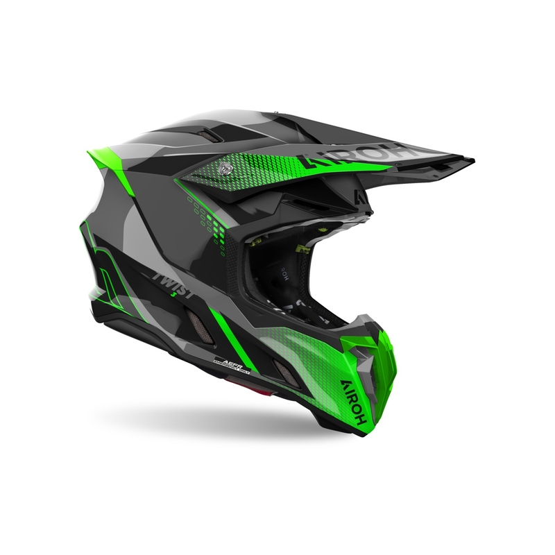 Casco de motocross Airoh Twist 3 Shard verde brillante