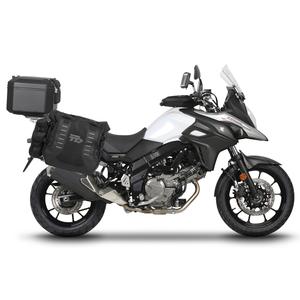 Complete set of SHAD TERRA TR40 adventure saddlebags and SHAD TERRA BLACK aluminium 37L topcase, including mounting kit SHAD SUZUKI DL 650 V-Strom