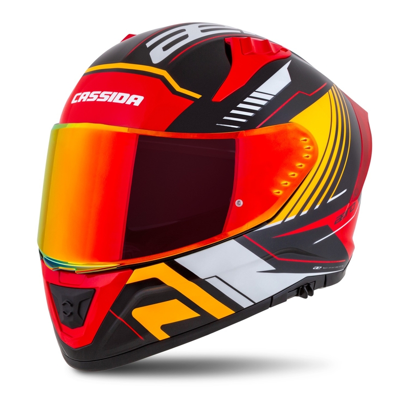 Casco de moto integral Cassida Aero Drome perla negro-naranja-rojo-blanco