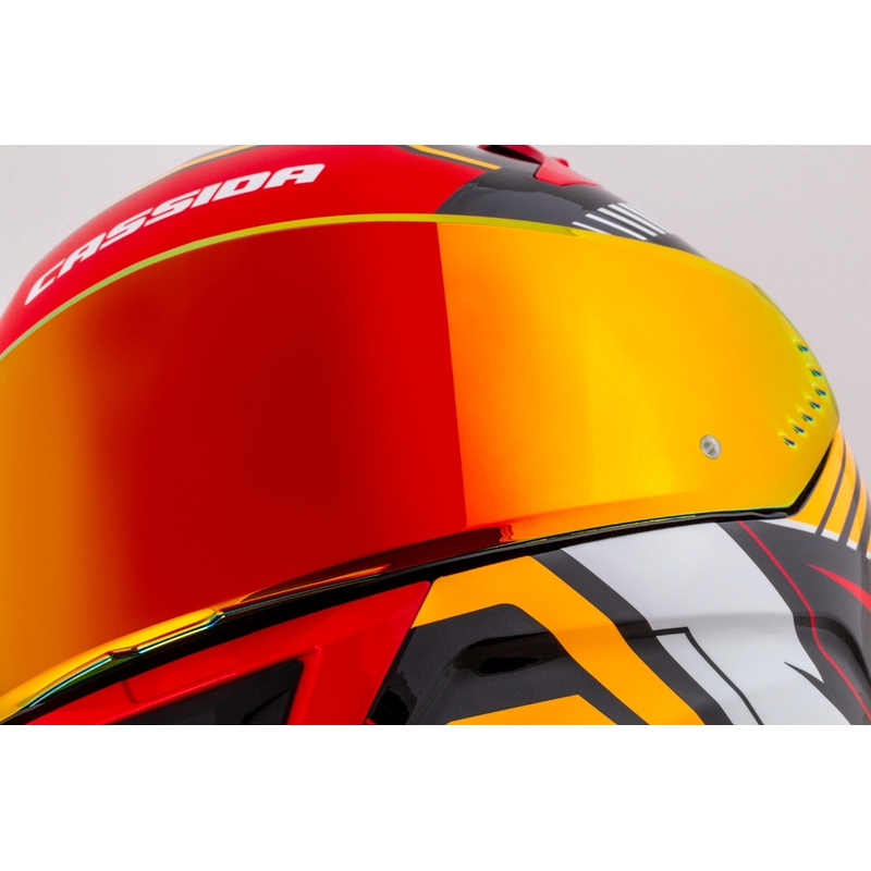 Casco de moto integral Cassida Aero Drome perla negro-naranja-rojo-blanco