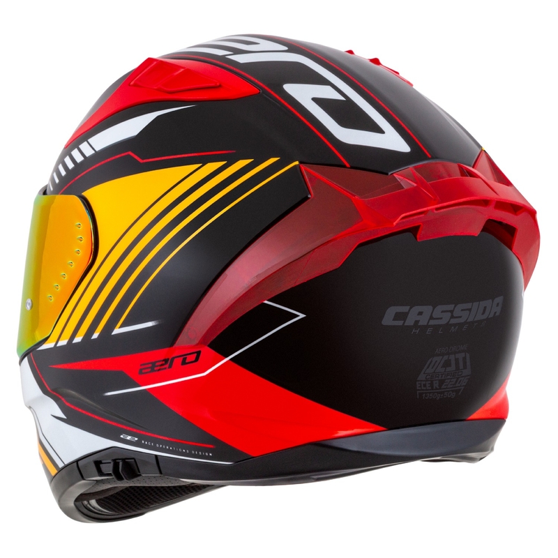 Casco de moto integral Cassida Aero Drome perla negro-naranja-rojo-blanco