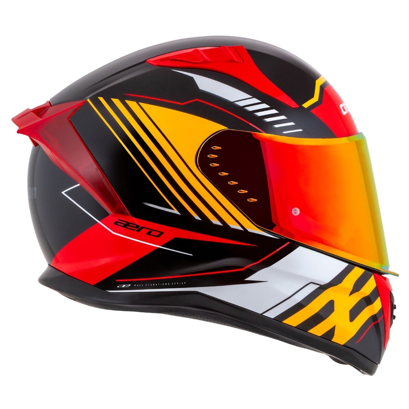Casco de moto integral Cassida Aero Drome perla negro-naranja-rojo-blanco