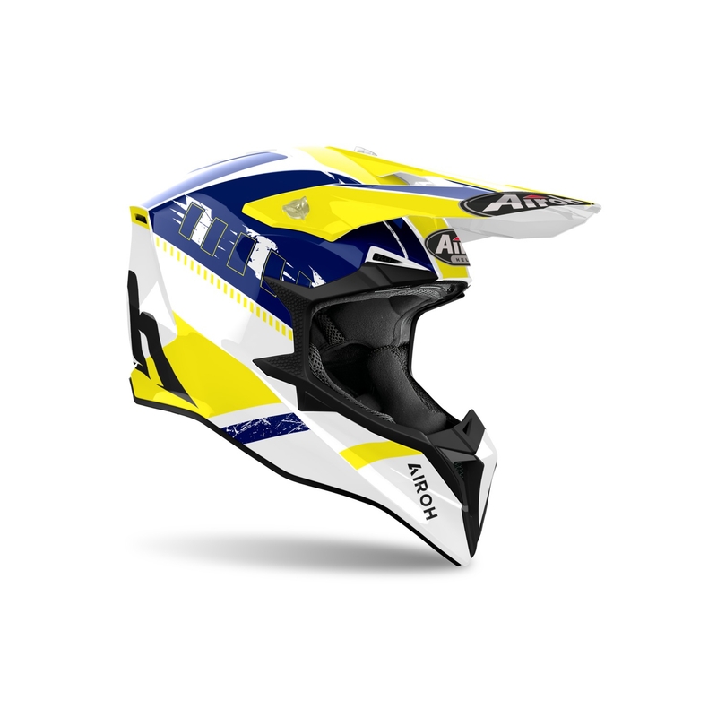 Casco de motocross Airoh Wraaap Feel amarillo-azul brillante