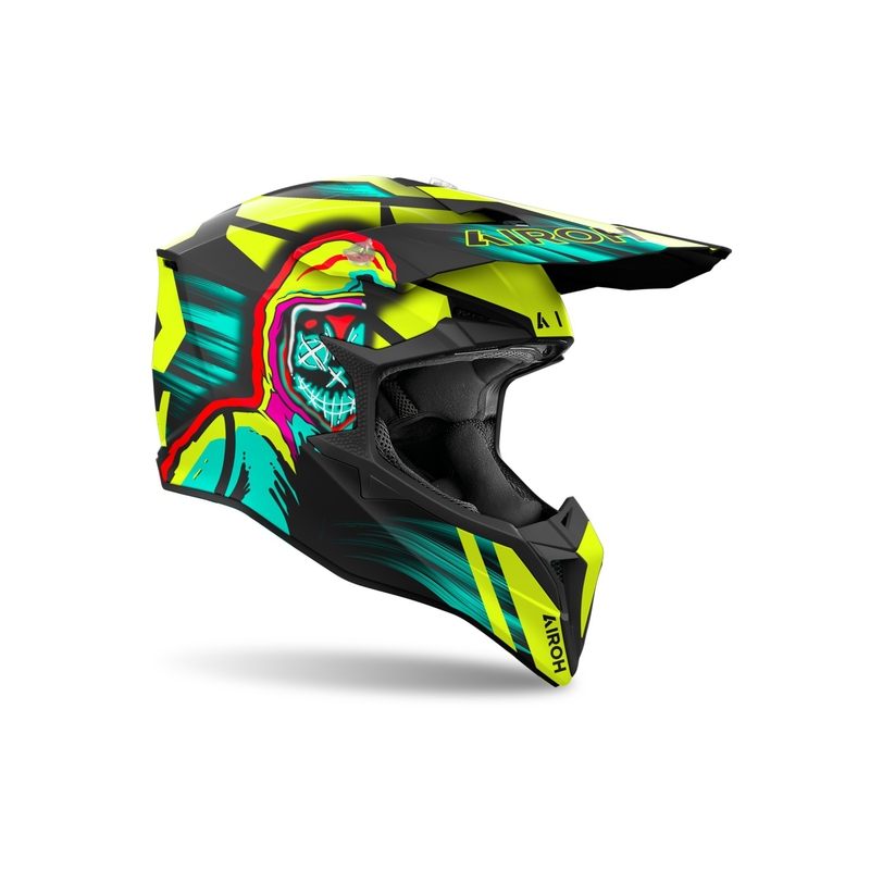 Casco de motocross Airoh Wraaap Cyber amarillo mate