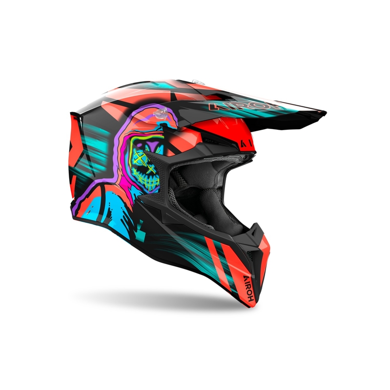 Casco de motocross Airoh Wraaap Cyber naranja brillante
