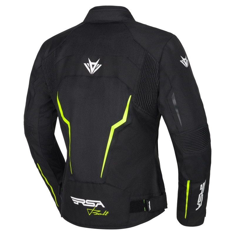 Chaqueta de moto para mujer RSA Bolt Black-White-Fluo Yellow
