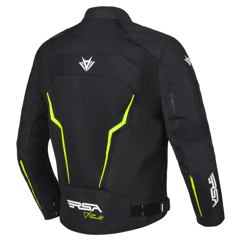 Chaqueta de moto RSA Bolt negro-blanco-amarillo fluo
