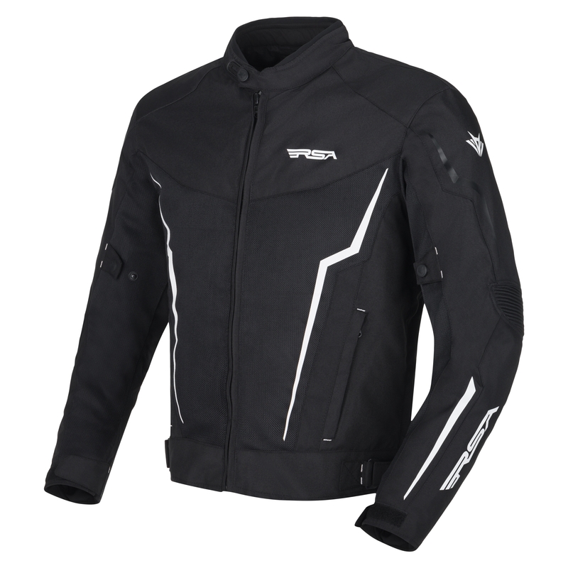 Chaqueta de moto blanca y negra RSA Bolt