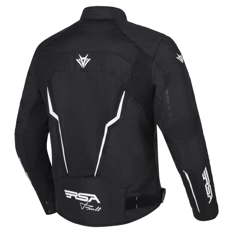 Chaqueta de moto blanca y negra RSA Bolt