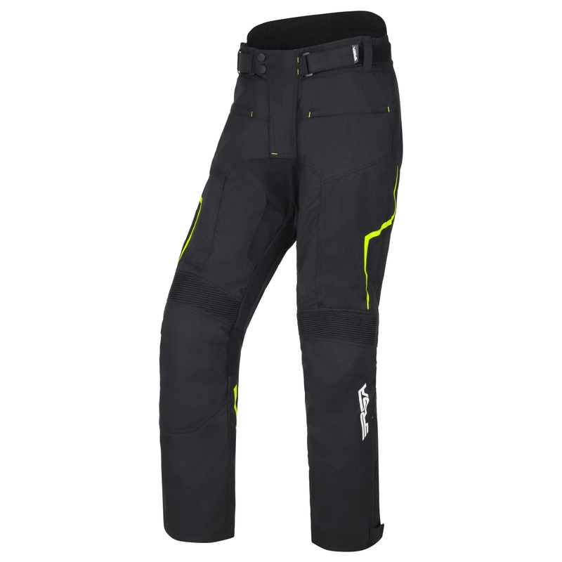Pantalón de moto RSA Bolt negro-blanco-amarillo fluo