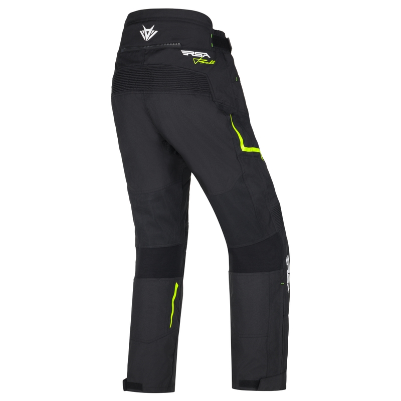 Pantalón de moto RSA Bolt negro-blanco-amarillo fluo