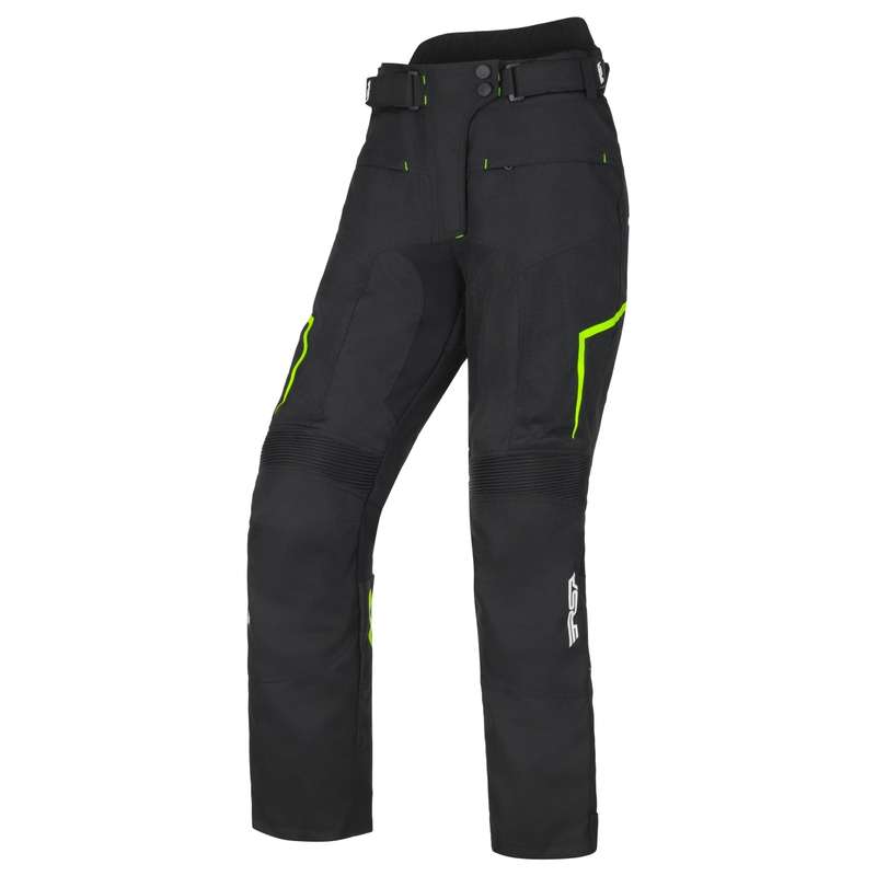 Pantalón de moto para mujer RSA Bolt Black-White-Fluo Yellow