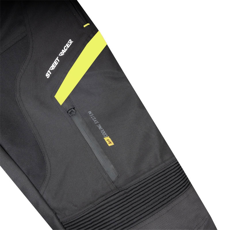 Pantalón de moto Street Racer Vix Black-Fluo Yellow para mujer