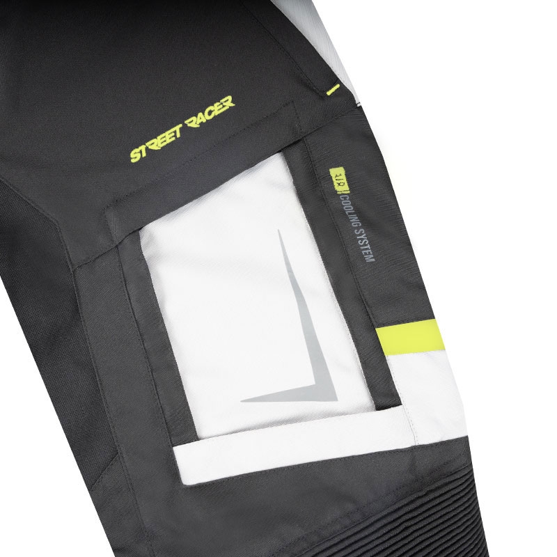 Pantalón de moto Street Racer Hilax Black-Gray-Fluo Yellow para mujer