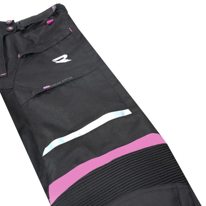 Pantalón de moto Street Racer Betty II negro y rosa para mujer