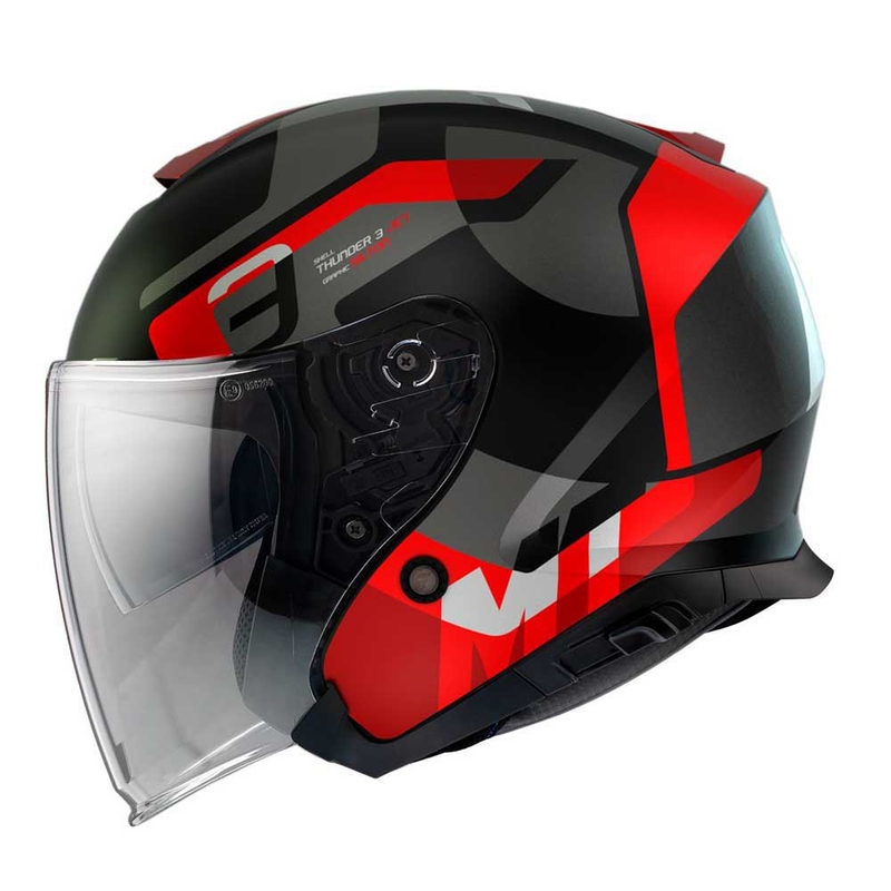Casco Moto Abierto MT Thunder 3 SV Jet Silton B5 Negro-Gris-Rojo liquidación
